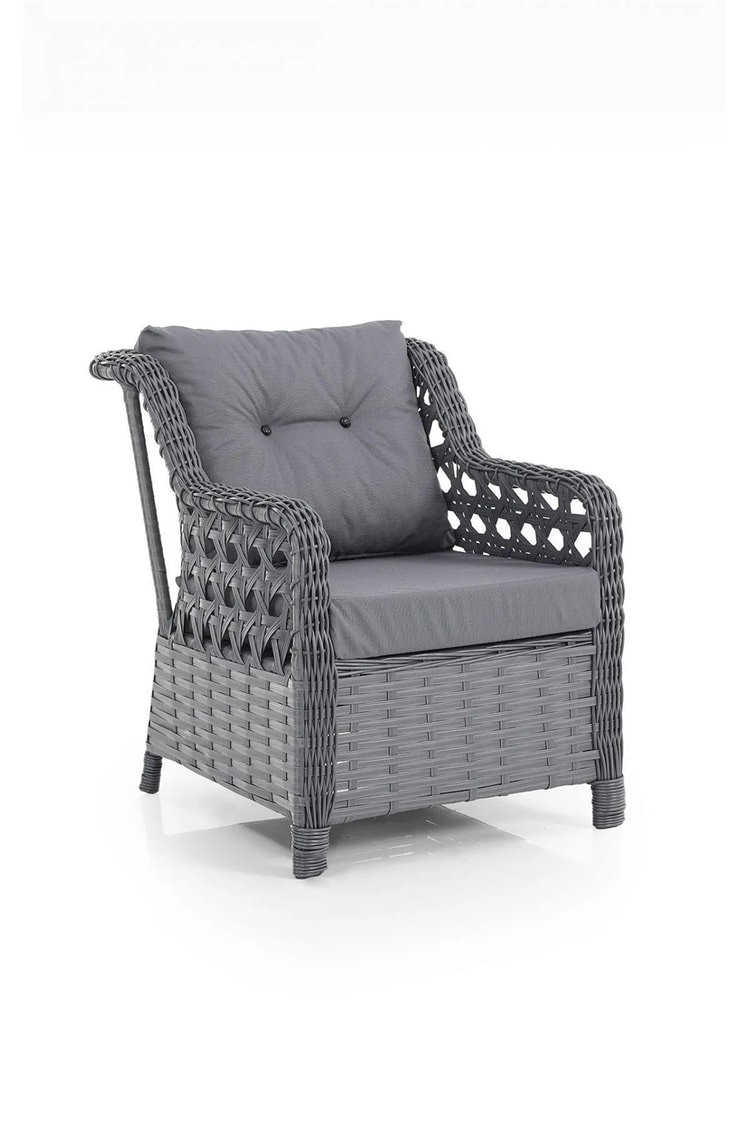 Evdemo Eren Rattan Puflu Bahçe Balkon Takımı 3+1+1 Antrasit