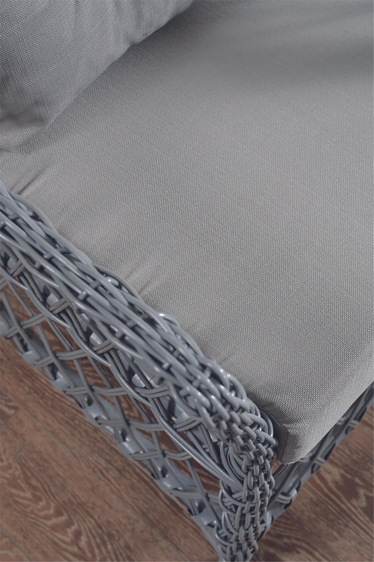 Evdemo Icon Rattan Bahçe Balkon Oturma Takımı 2+1+1+Camlı Masa Gri