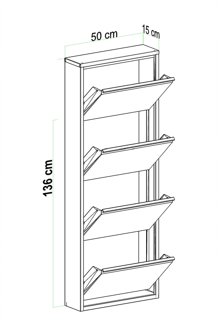 Evdemo Kilitli 4 Kapaklı Metal Ayakkabılık Beyaz