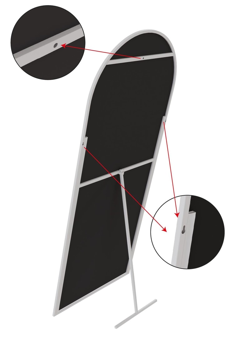 Evdemo Pamir Beyaz Metal Çerçeveli Ayaklı Oval Boy Aynası 180x60 Cm