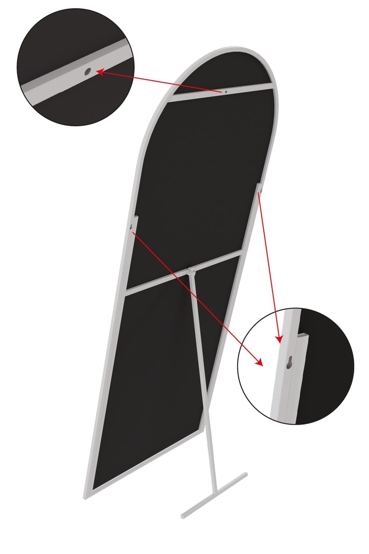 Evdemo Pamir Beyaz Metal Çerçeveli Ayaklı Oval Boy Aynası 180x70 Cm
