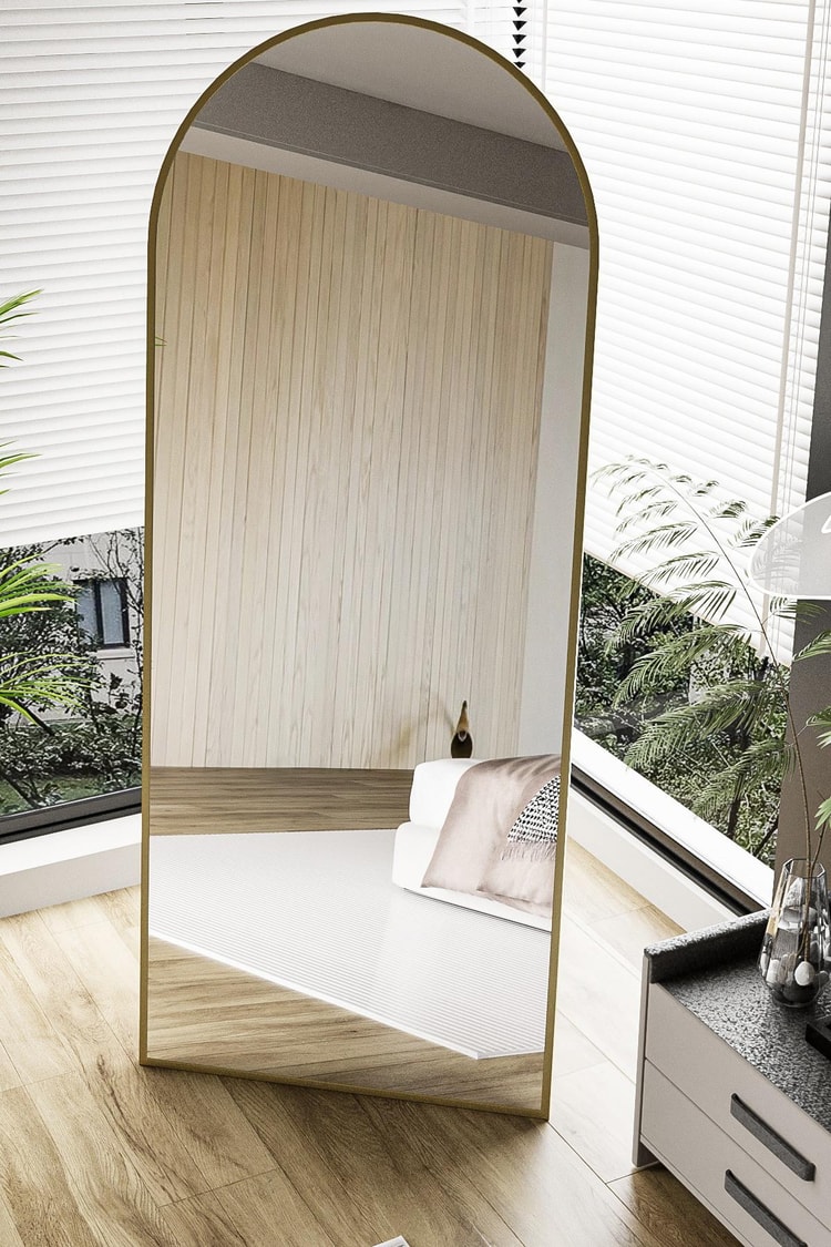 Evdemo Pamir Gold Metal Çerçeveli Ayaklı Oval Boy Aynası 180x70 Cm