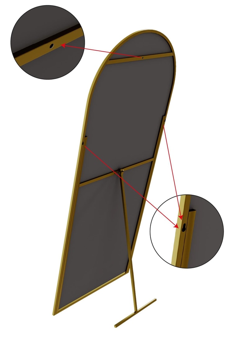 Evdemo Pamir Gold Metal Çerçeveli Ayaklı Oval Boy Aynası 180x60 Cm