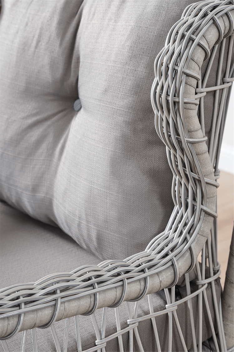 Evdemo Paris Rattan Puflu Bahçe Balkon Takımı 3+1+1 Cam Masalı Gri