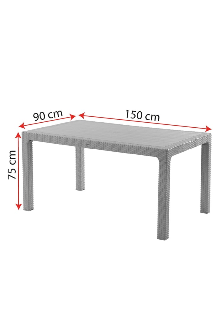 Evdemo Rattan 90x150 cm Masa Siyah