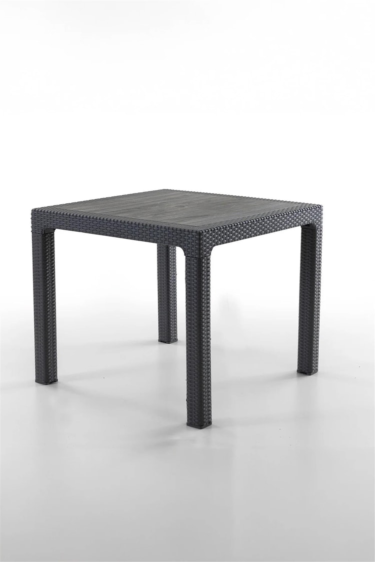 Evdemo Rattan 90x90 cm Masa Siyah