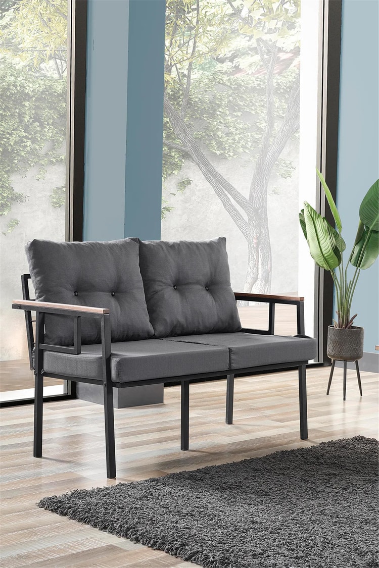 Evdemo Saye Metal Bahçe Balkon Oturma Takımı 2+1+1+Orta Sehpa Antrasit