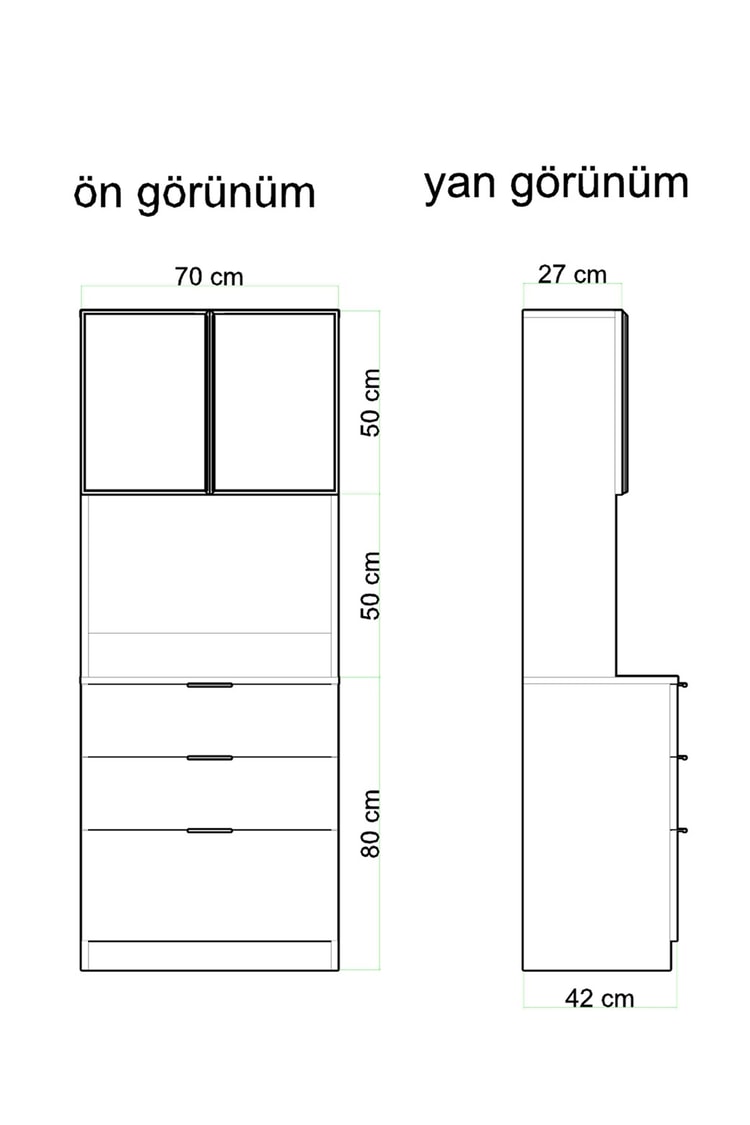 Evdemo Sierra Temperli Cam 4 Kapaklı Ledli Kahve Köşesi Mutfak Kiler Dolabı Beyaz