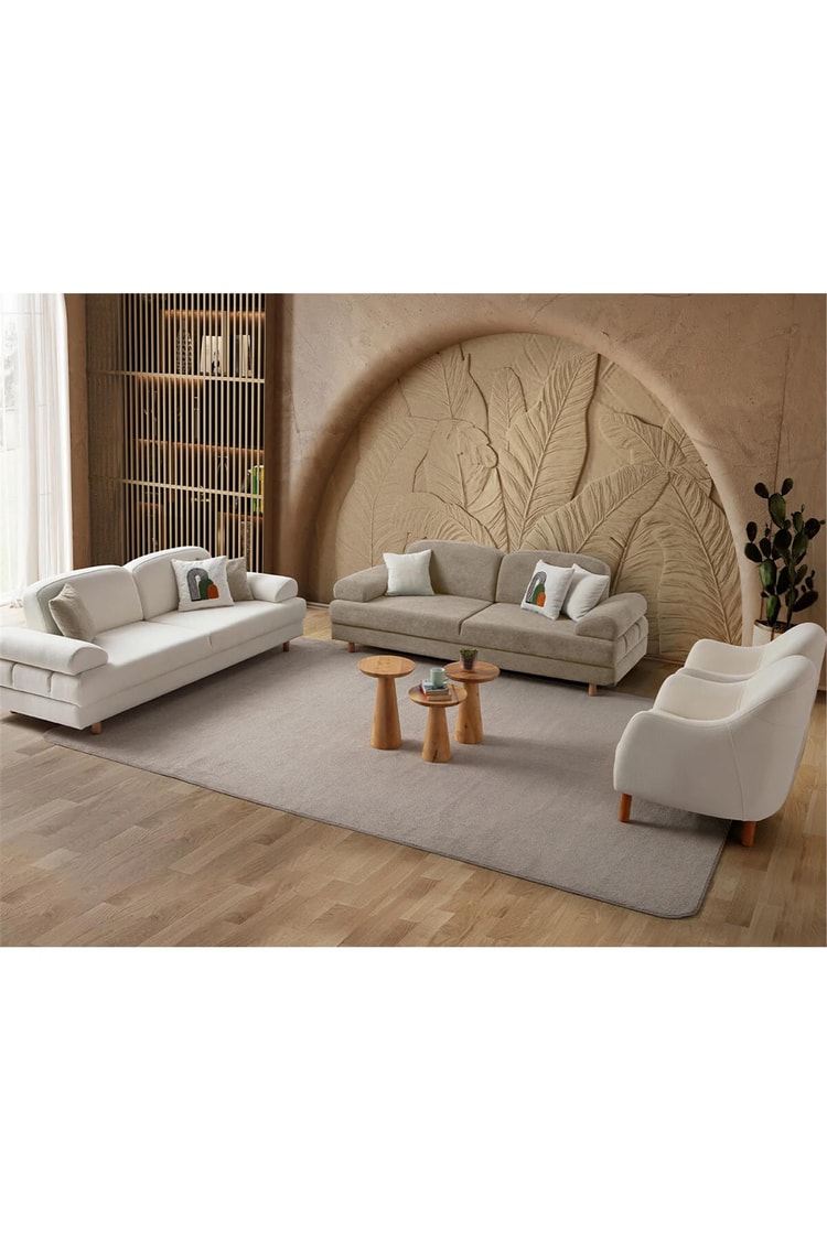 Eymense Aries Yataklı Sandıklı Koltuk Takımı 3+3+1+1 Sütlü Kahve