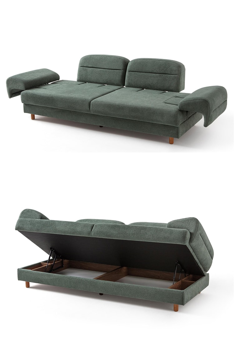 Eymense Lizbon Yataklı Sandıklı Koltuk Takımı 3+1 Yeşil