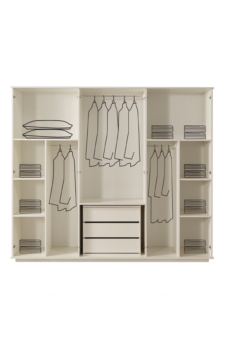 Eymense Petek Modern 6 Kapaklı Gardırop Dolap Krem