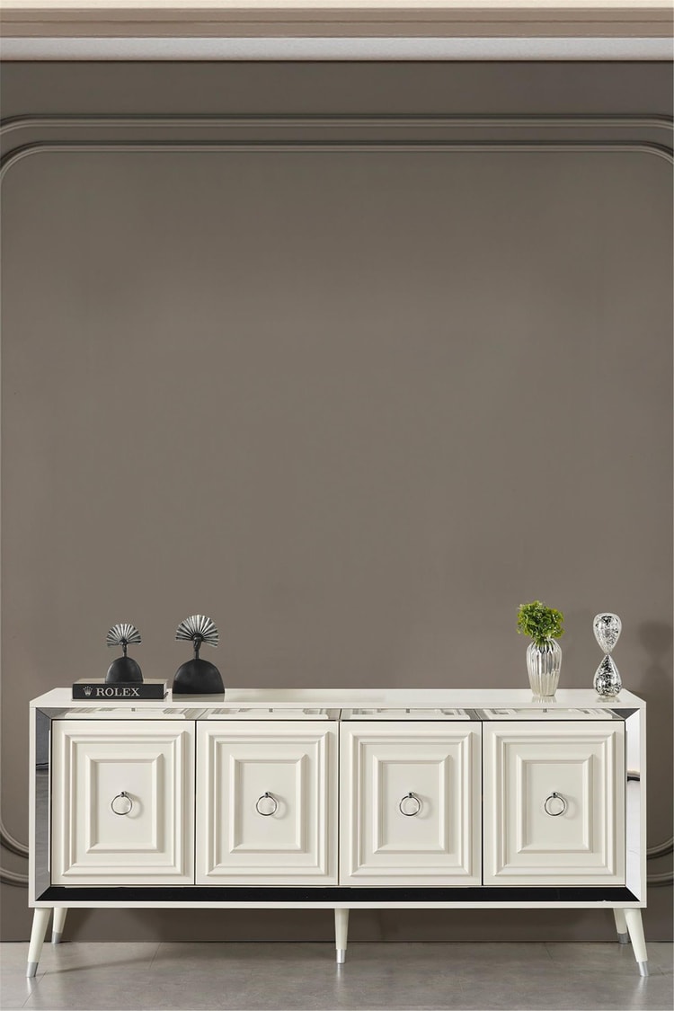 Eymense Rosa Silver Modern Konsol Beyaz