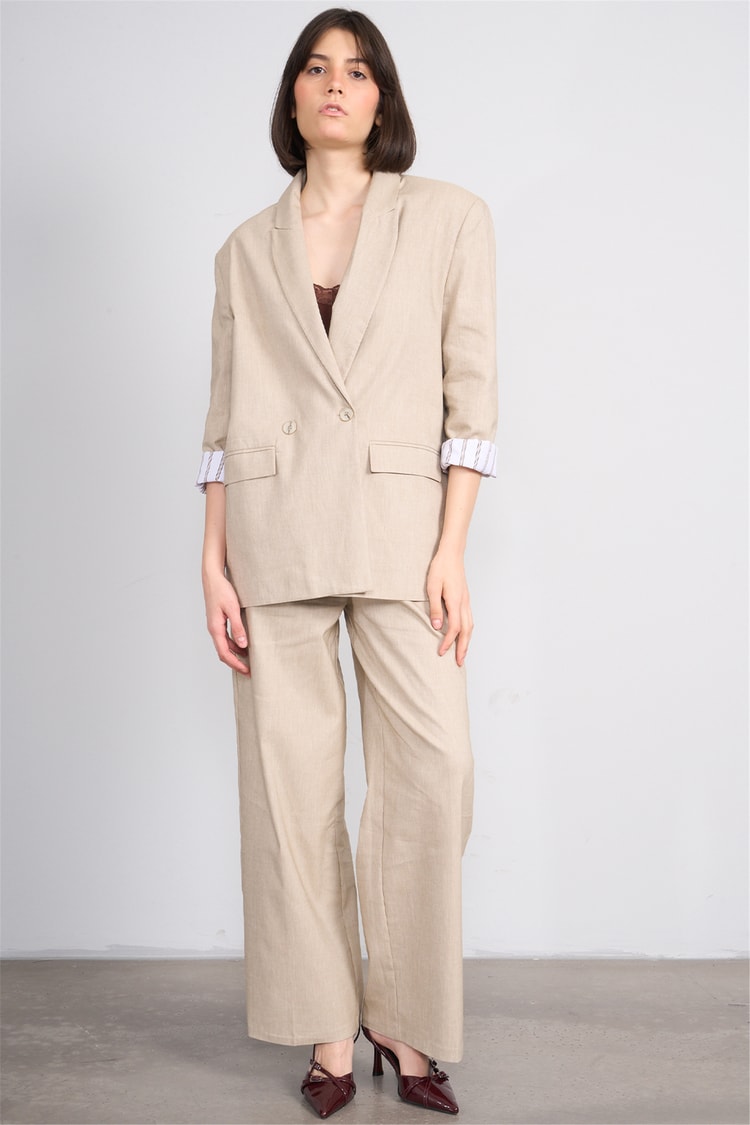 Fithit 5316 Kadın Oversize Ceket Bej