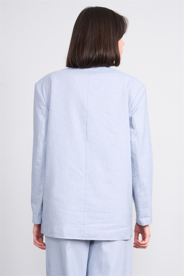 Fithit 5316 Kadın Oversize Ceket Mavi