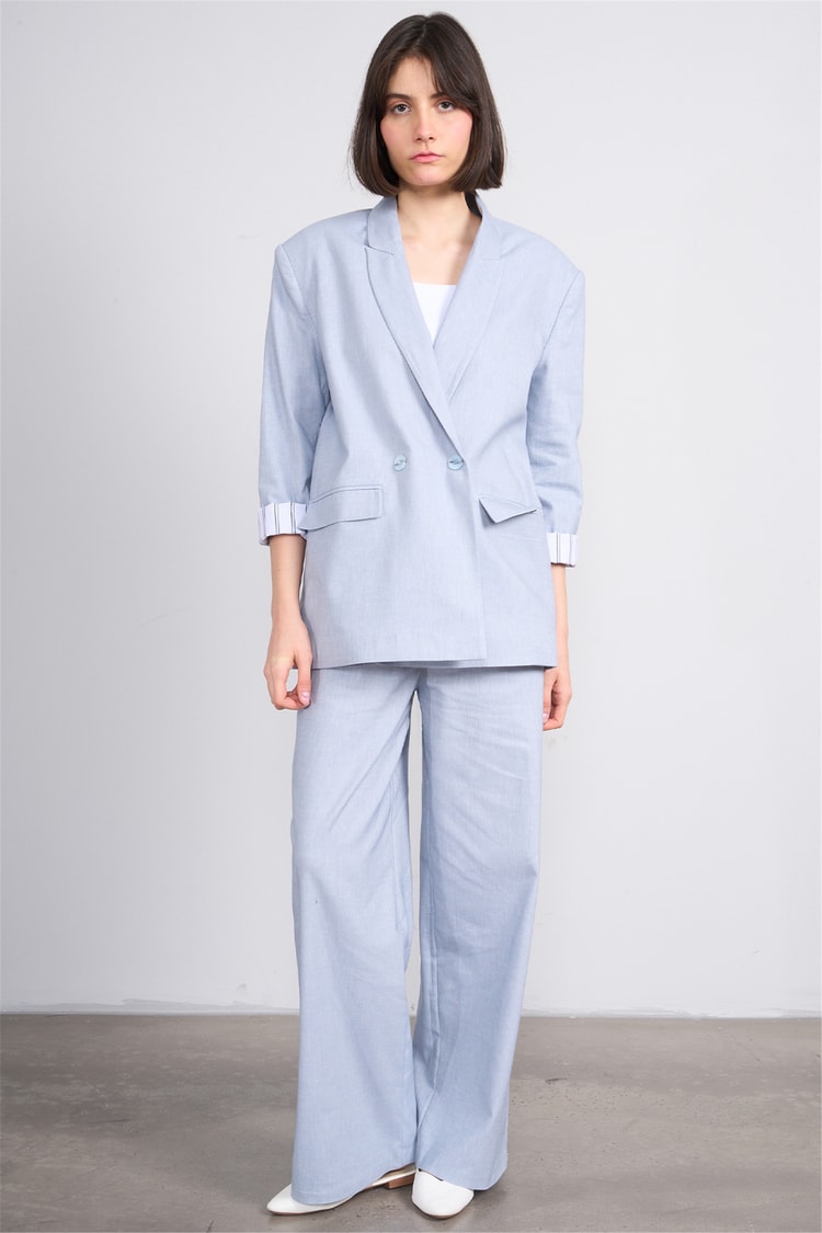 Fithit 5316 Kadın Oversize Ceket Mavi