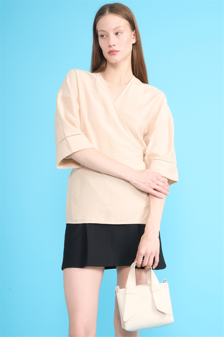 Fithit 5327 Kadın Kruvaze Yaka Kimono Taş