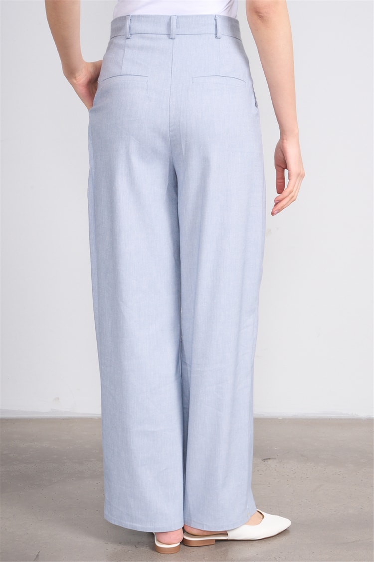 Fithit 7097 Bayan Loose Fit Geniş Paça Pantolon Mavi