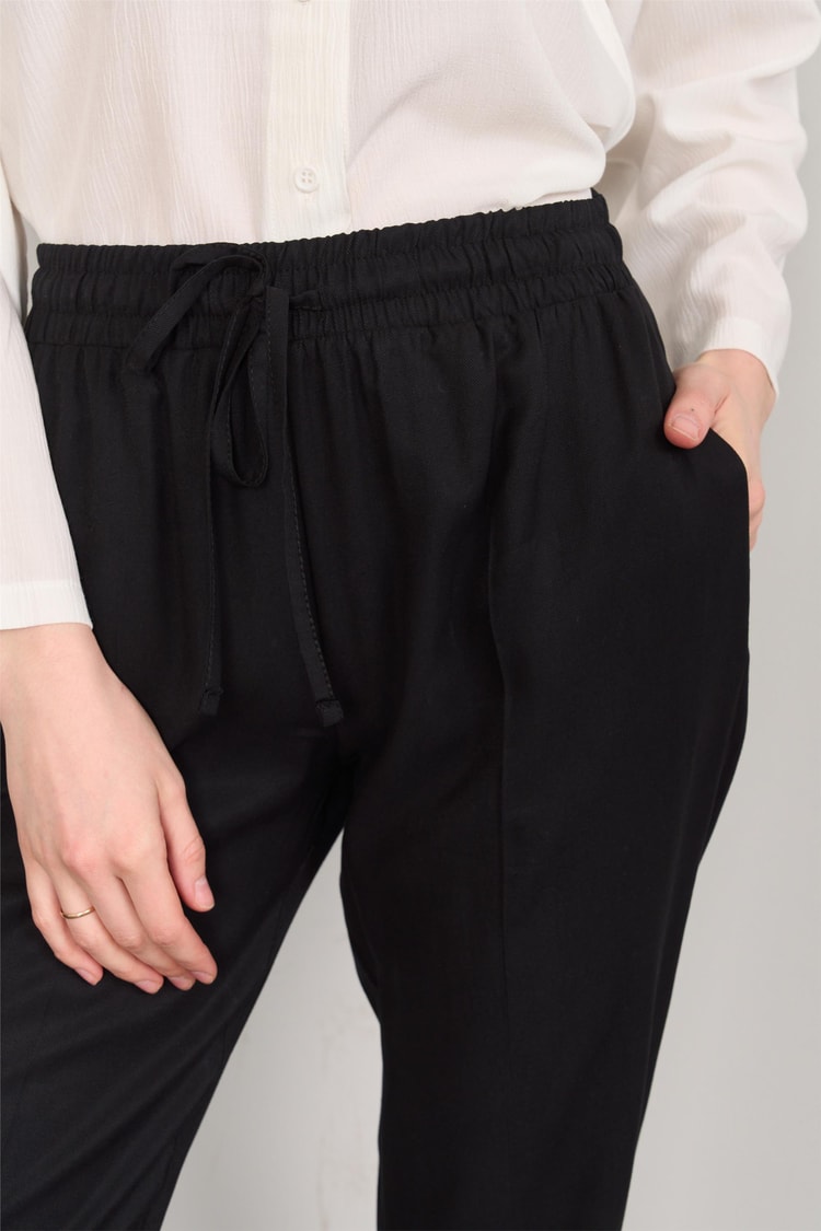 Fithit 7391 Bayan Bol Paça Tencel Pantolon Siyah