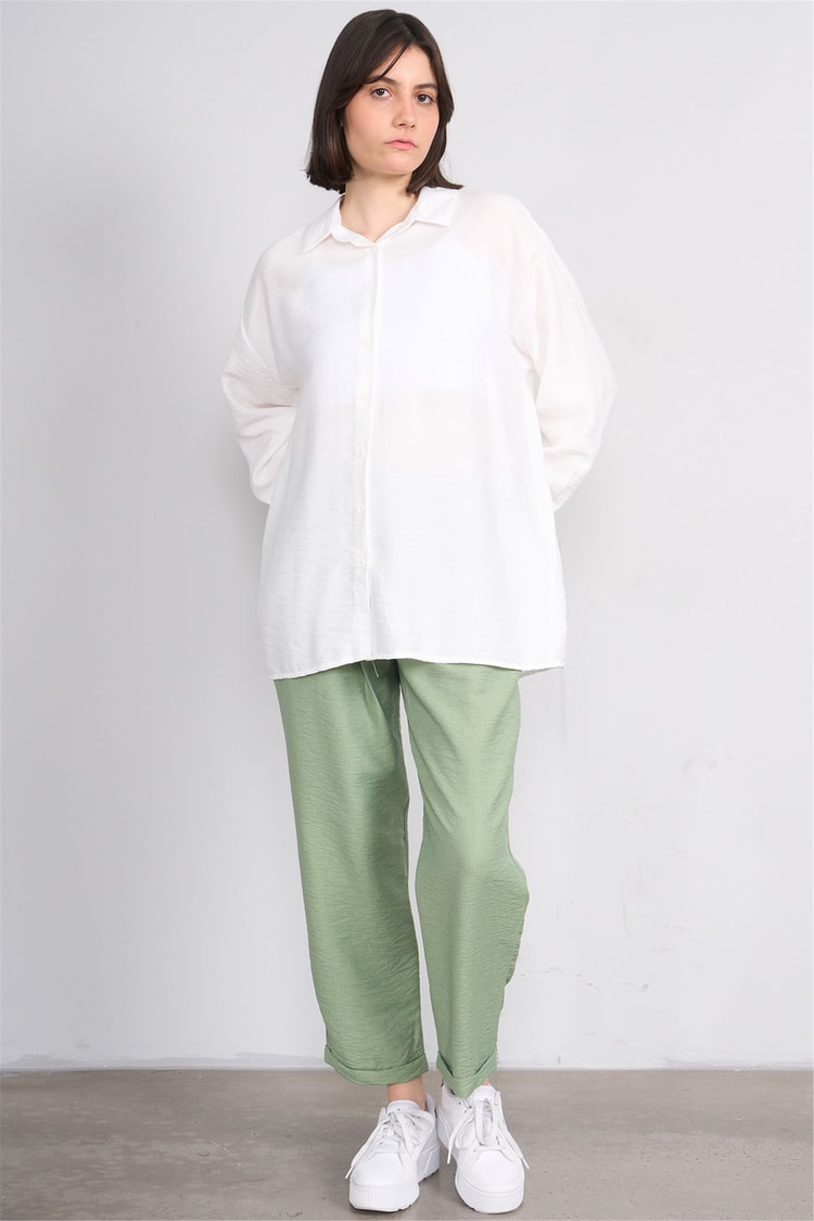 Fithit 7502 Bayan Rossi Dar Double Paça Pantolon Açık Haki