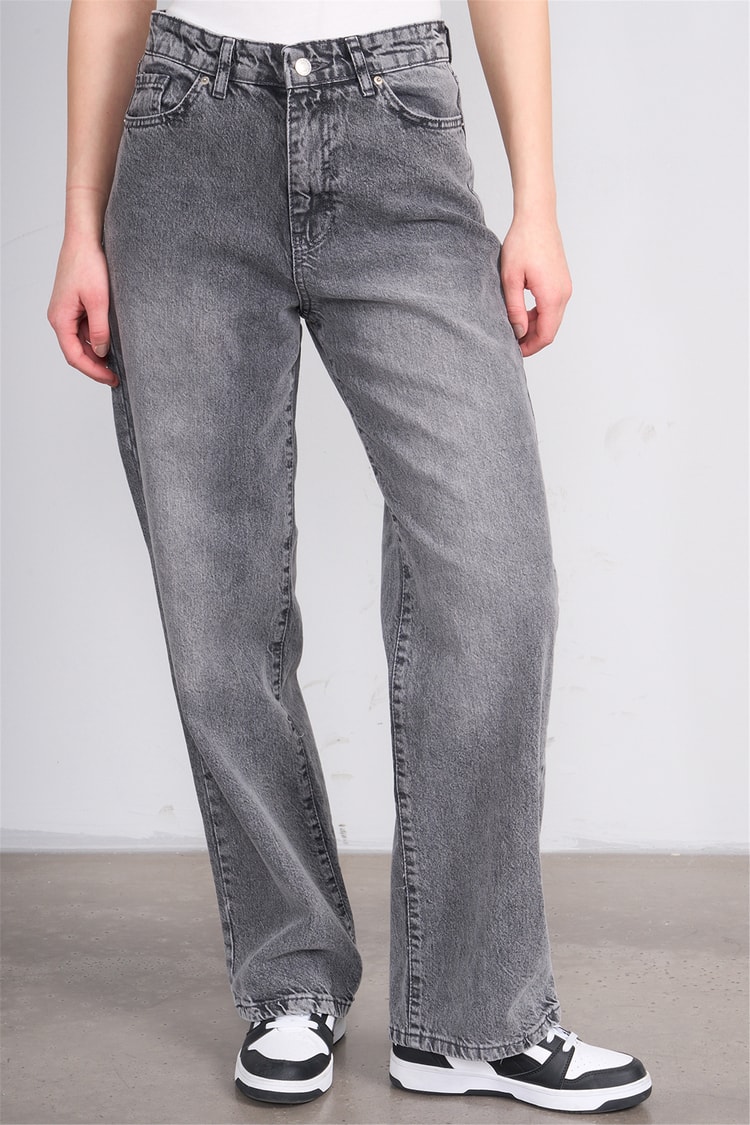 Fithit 7810 Bayan Jean Maria Wide Leg Pantolon Kar Gri