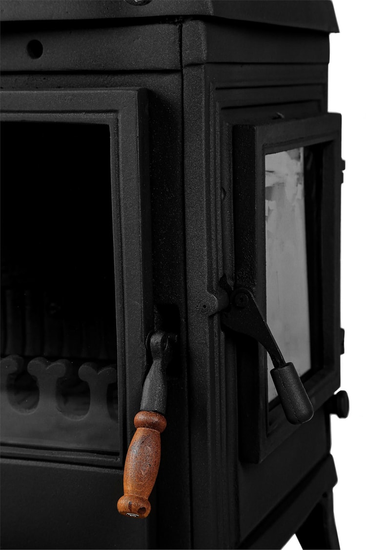 FLAME STOVE Retro 3 camlı yan kapaklı Fırınlı  Şömine Soba (45YK)