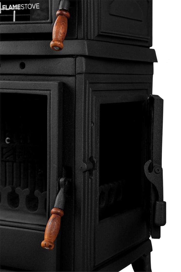 FLAME STOVE Retro 3 camlı yan kapaklı Fırınlı  Şömine Soba (45YK)