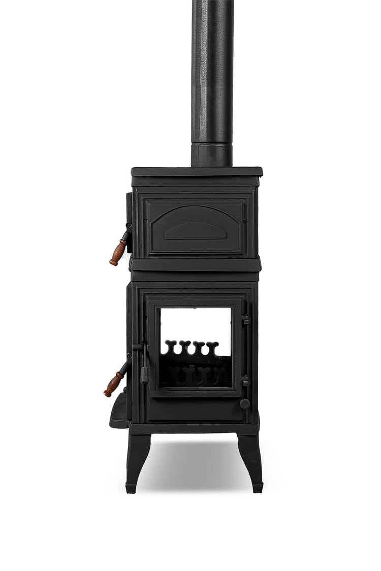 FLAME STOVE Retro 3 camlı yan kapaklı Fırınlı  Şömine Soba (45YK)