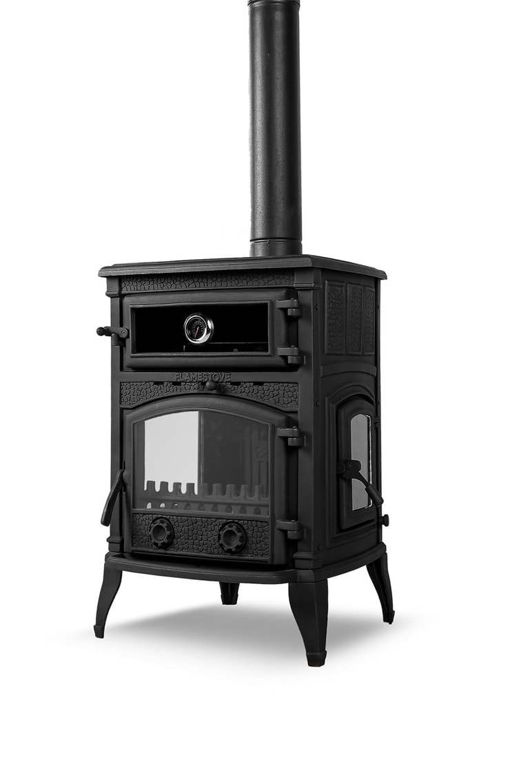 FLAME STOVE Sirius 3 camlı yan kapaklı Fırınlı Şömine Soba (11YK)