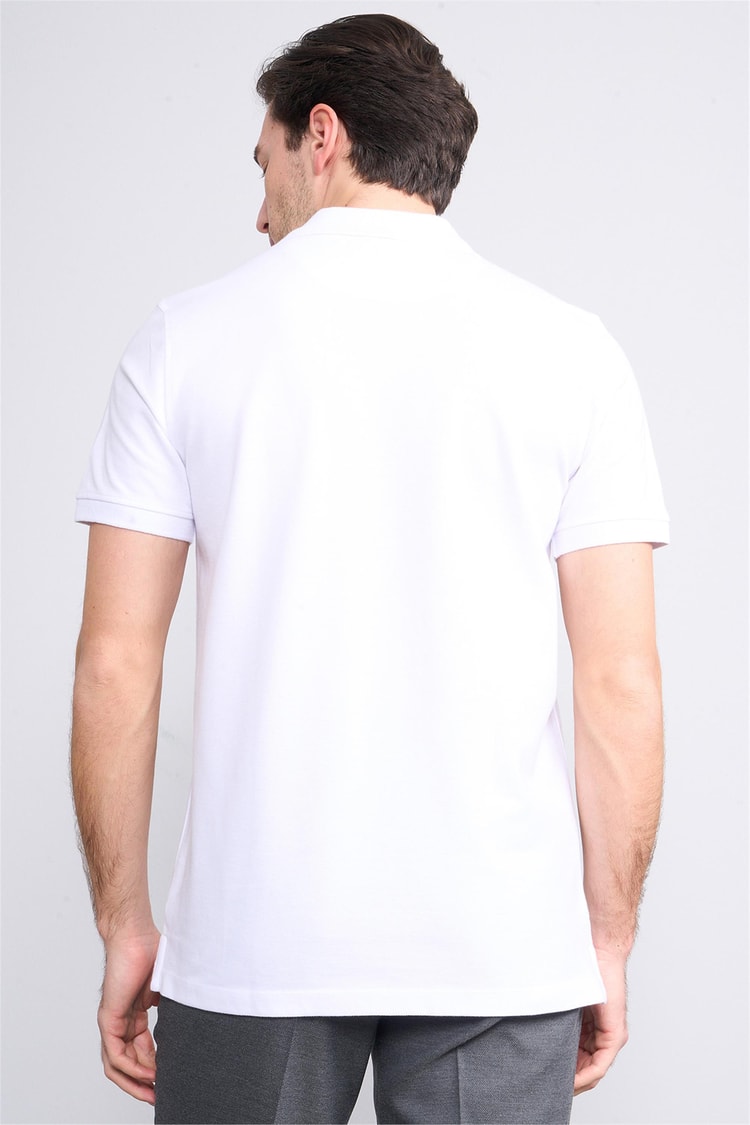Halifaks Beyaz Erkek 12696 Düğmeli Eli Polo Yaka Kısa Kol Etek Reçme T-Shirt