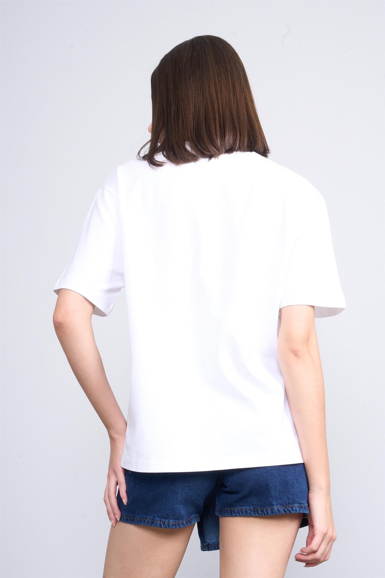 Helly Mb-5832 Beyaz Kadın Yazılı T-Shırt