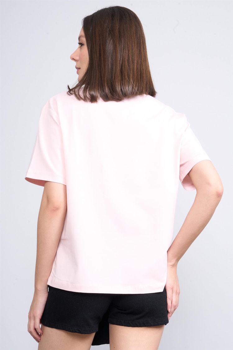 Helly Mb-5832 Pembe Kadın Yazılı T-Shırt