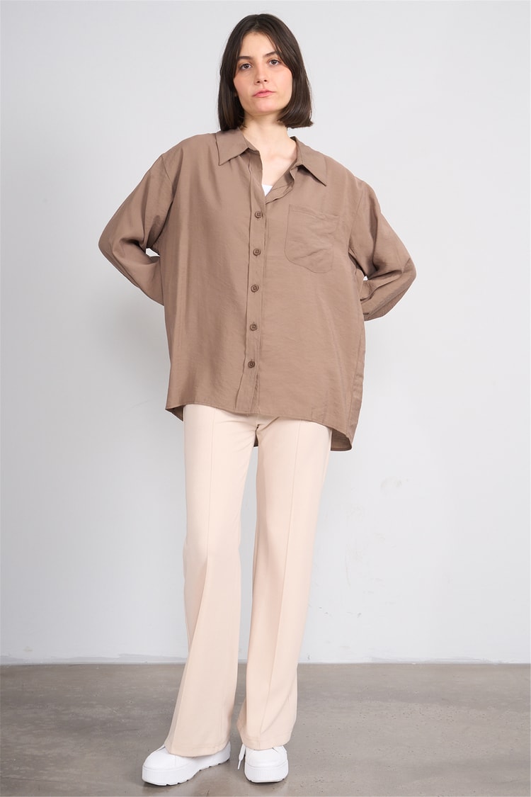 Helly Mg-6977 Kahve Kadın Gomlek S-Xl