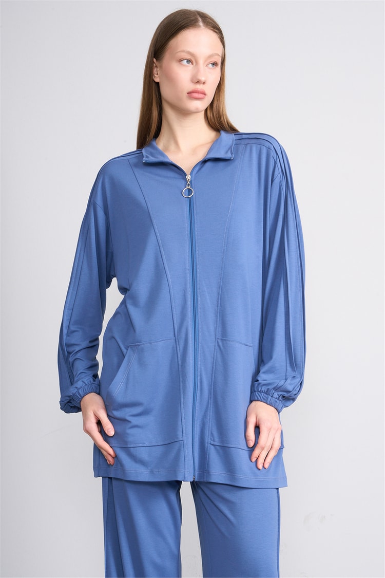 Hisset Y26 Tk2541 İndigo Kadın Melisa Pantolonlu İkili Takım 38-44