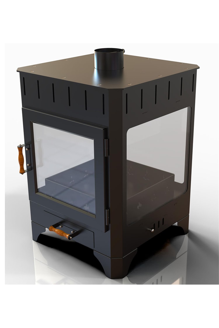 Hot Rectangle Four Glass Şömine Seramik Camlı