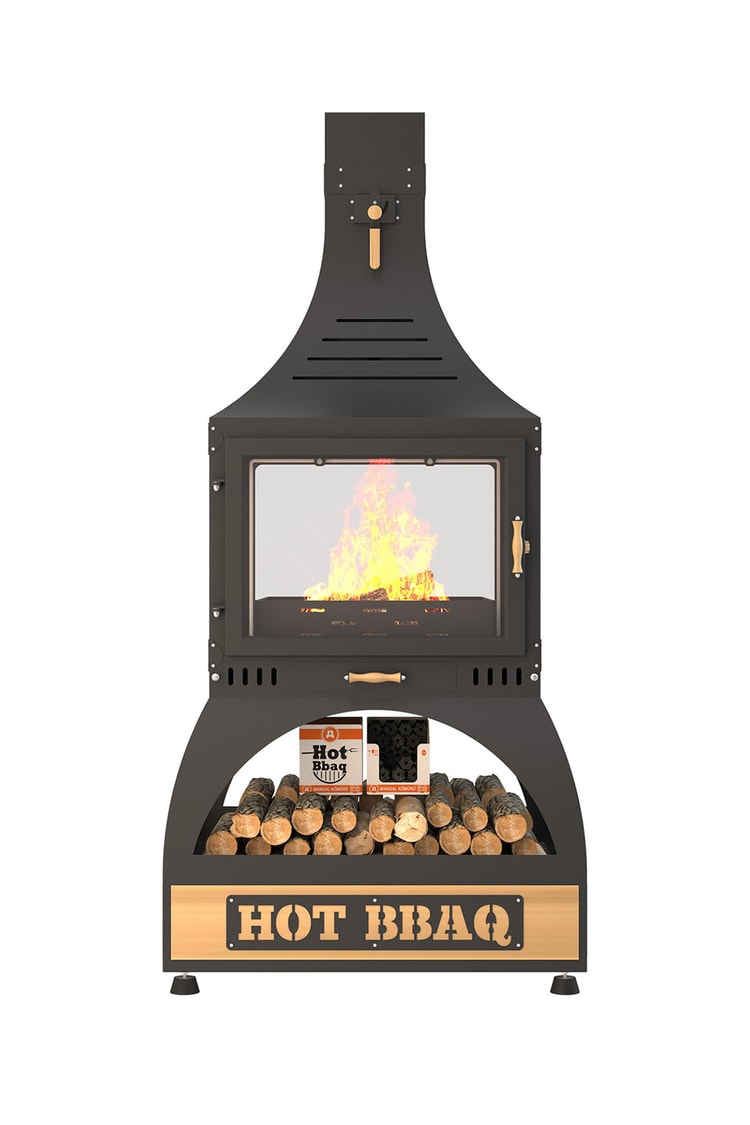 Hot Square Orta Şömine Seramik Camlı