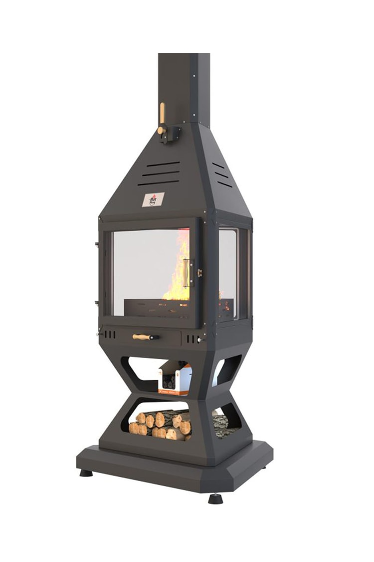 Hot Triangle V2 Orta Şömine Seramik Camlı