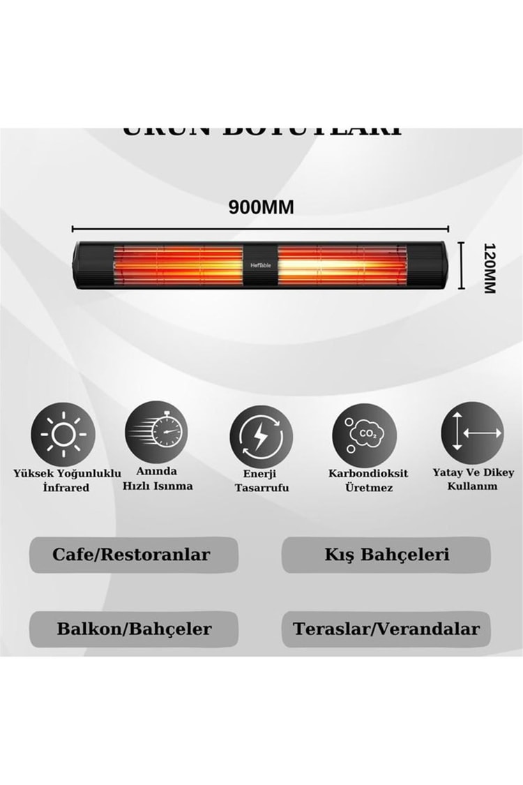 Hottable Classic Duvar Tipi Dış Mekan İnfrared Isıtıcı 3000 Watt