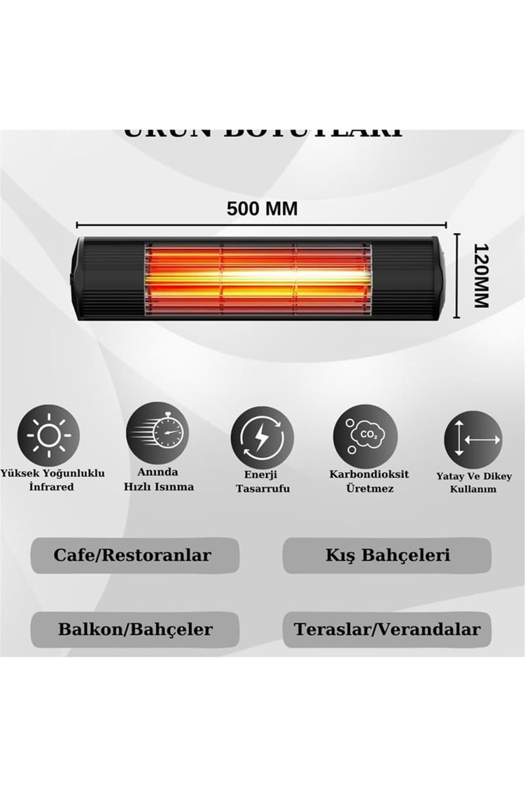 Hottable Classic Duvar Tipi Dış Mekan İnfrared Isıtıcı 2000 Watt