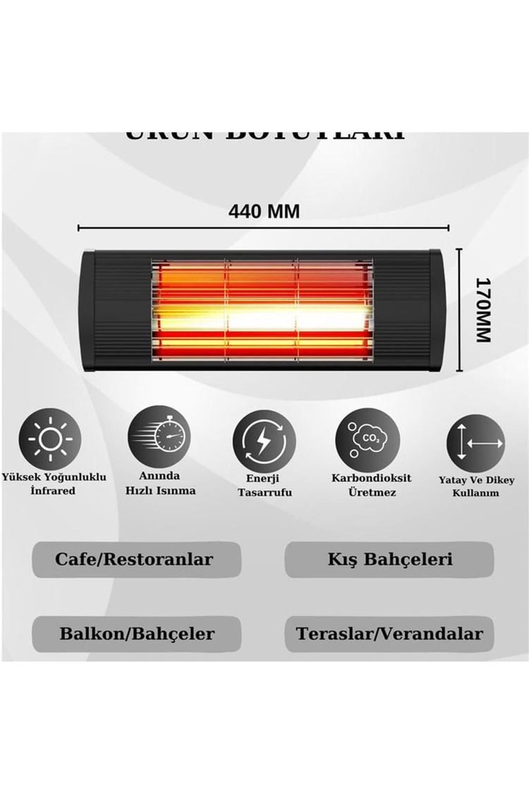 Hottable Supreme Duvar Tipi Dış Mekan İnfrared Isıtıcı 1500 Watt