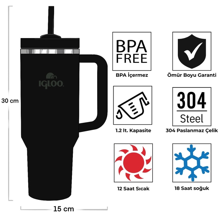 Igloo Stadler Thermo-Mug 1.2 Litre-SİYAH