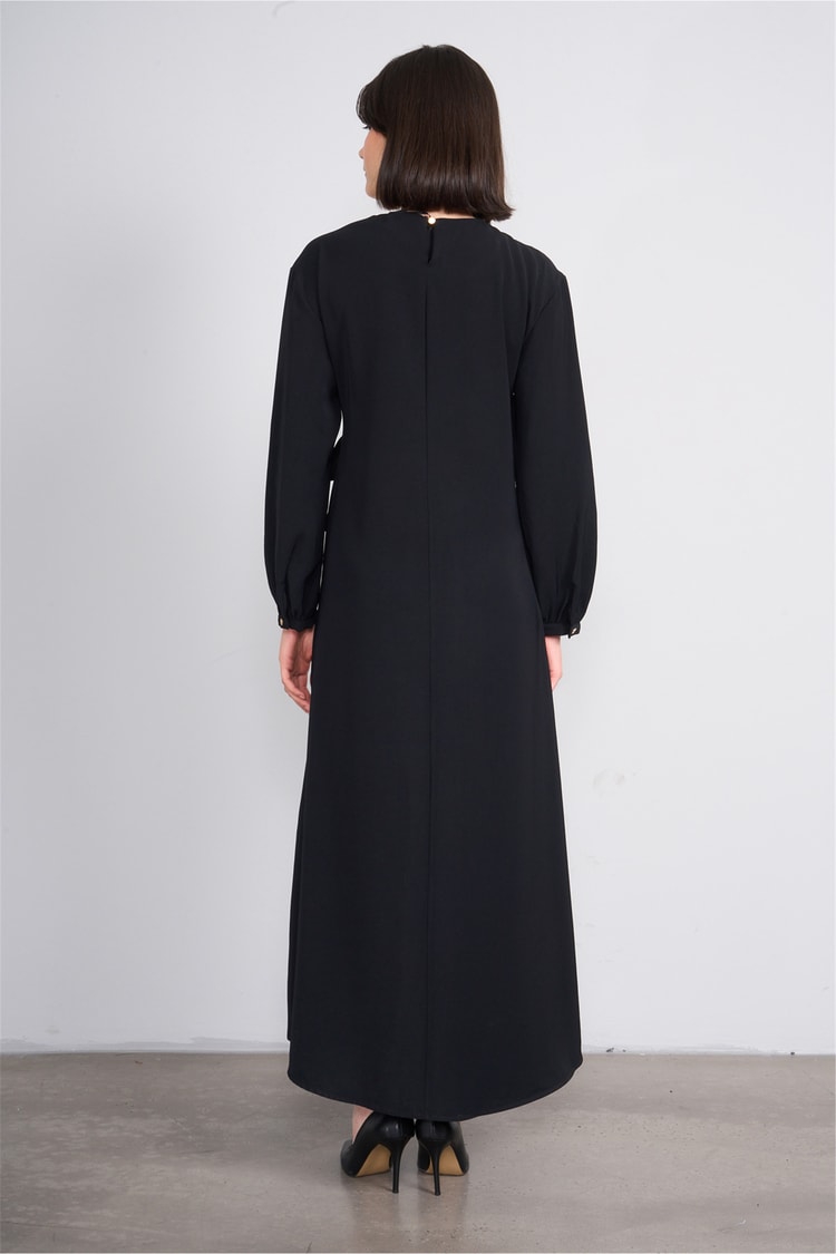İkoll 0036631 002 Siyah Bağlama Detaylı Elbise