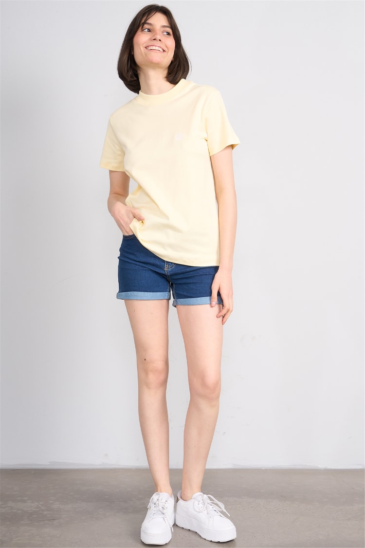 İkoll 1004963 008 Sarı İstiridye Nakıslı T-Shirt