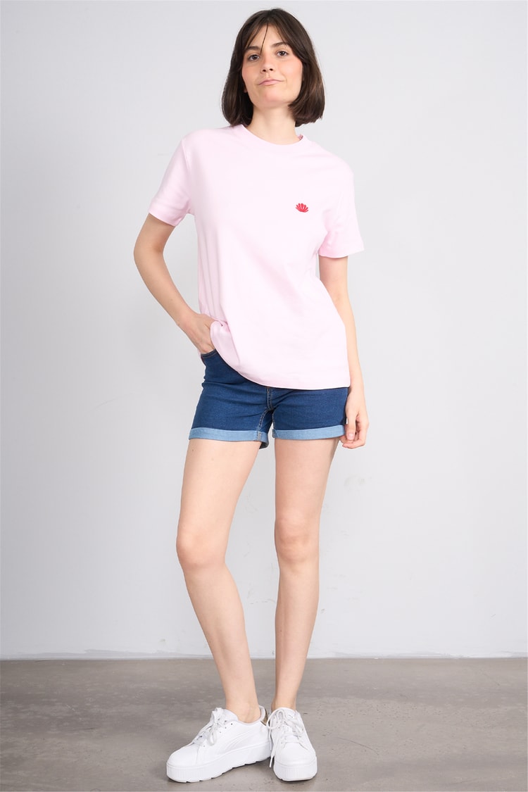 İkoll 1004963 025 Pembe İstiridye Nakıslı T-Shirt