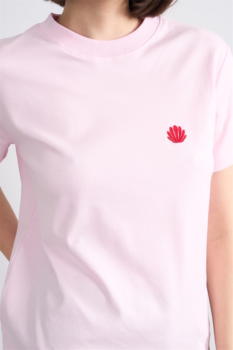 İkoll 1004963 025 Pembe İstiridye Nakıslı T-Shirt