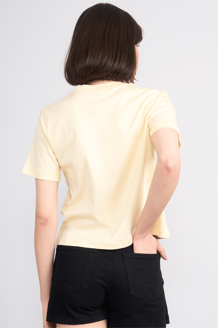 İkoll 1005114 008 Sarı Kalp Taşlı T-Shirt
