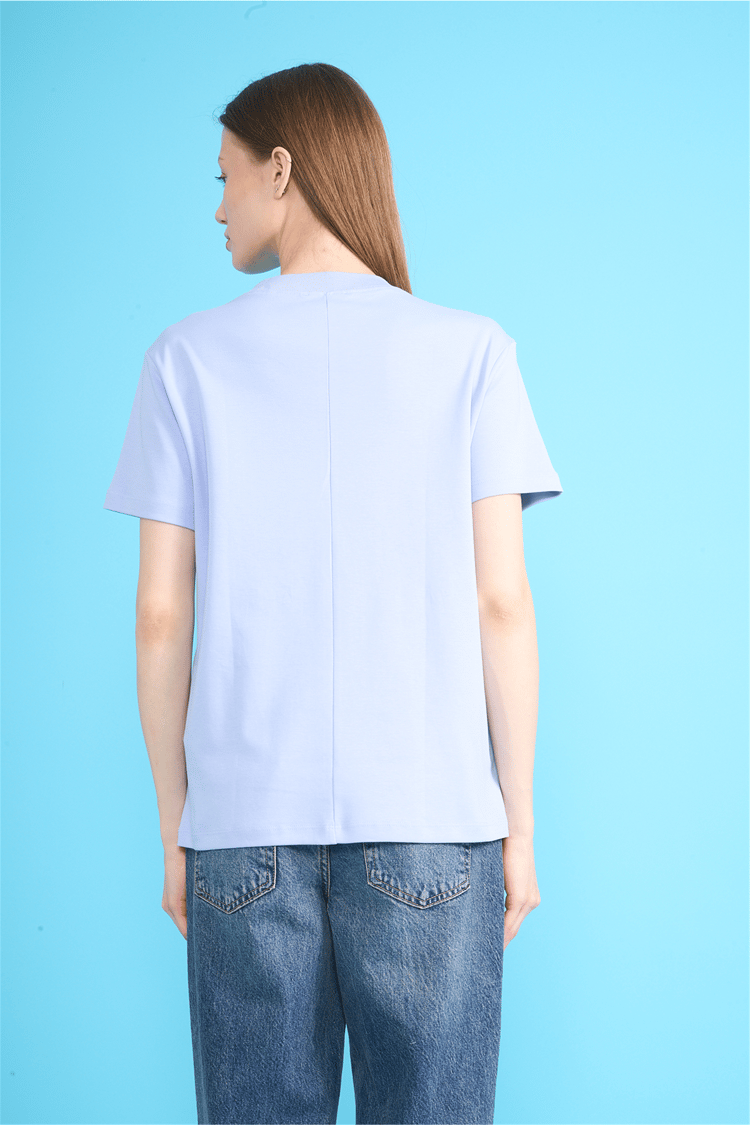 Ikoll Y26 1004963 028 Mavi İstiridye Nakışlı T-shirt