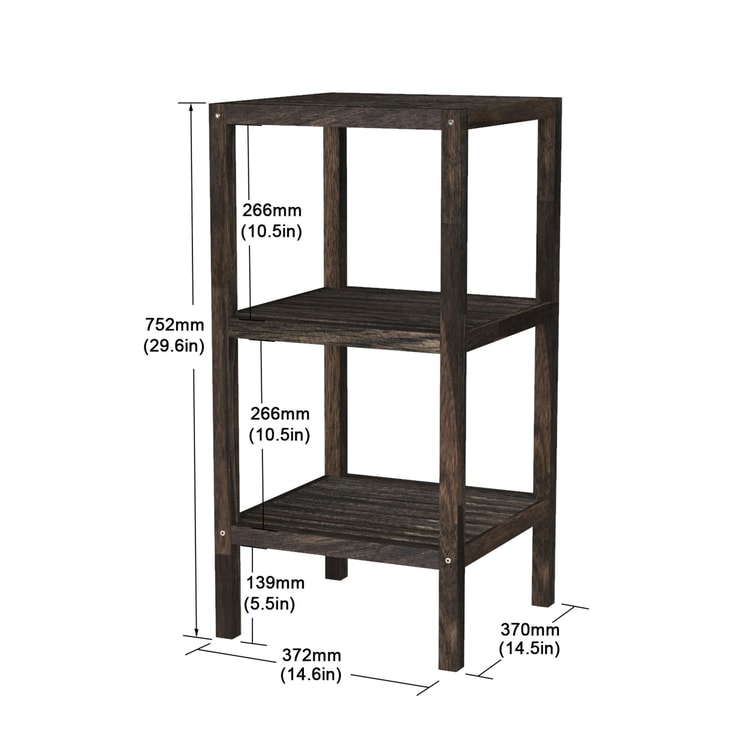 İnterbuild Masif Akasya Ahşap 3 Katlı Raf Çok Amaçlı Masif Raf (Espresso) - 672735