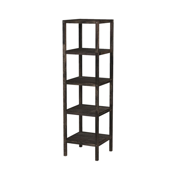 İnterbuild Masif Akasya Ahşap 5 Katlı Raf Çok Amaçlı Masıf Raf (Espresso) - 673398