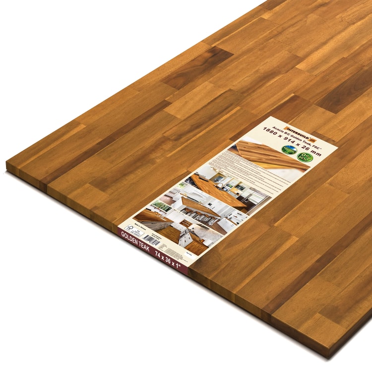 İnterbuild Masif Akasya Ahşap FSC Panel 1880x914x26 mm Altın Tik - 674364