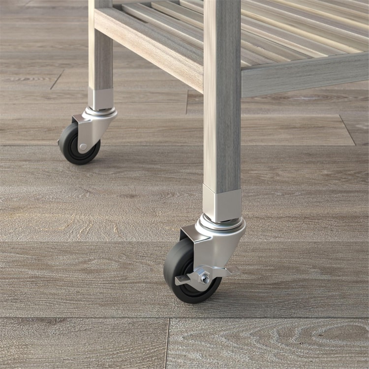 İnterbuild Masif Akasya Ahşap Holger Servis Arabası (520x520x850 mm) Org Beyaz - 674838